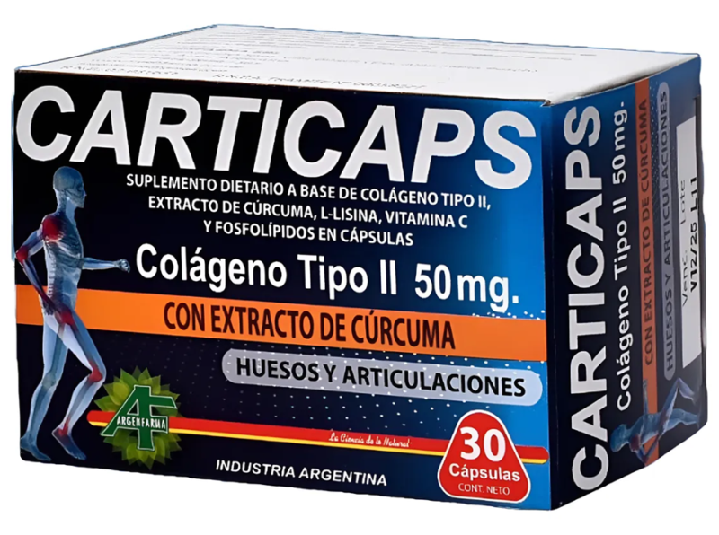 CARTICAPS Colágeno Tipo II y Extracto de Cúrcuma - Argenfarma