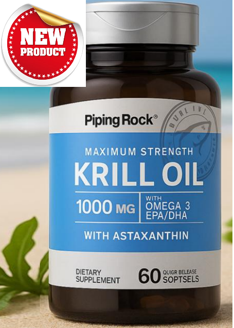 KRILL OIL 1000 mg + OMEGA-3 EPA/DHA + ASTAXANTHIN - Piping Rock