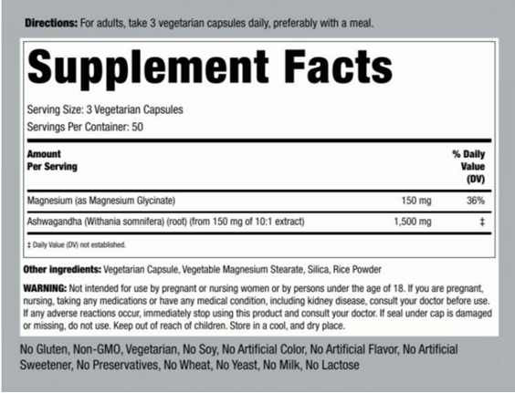 MAGNESIUM GLYCINATE & ASHWAGANDHA - Piping Rock - Image 3