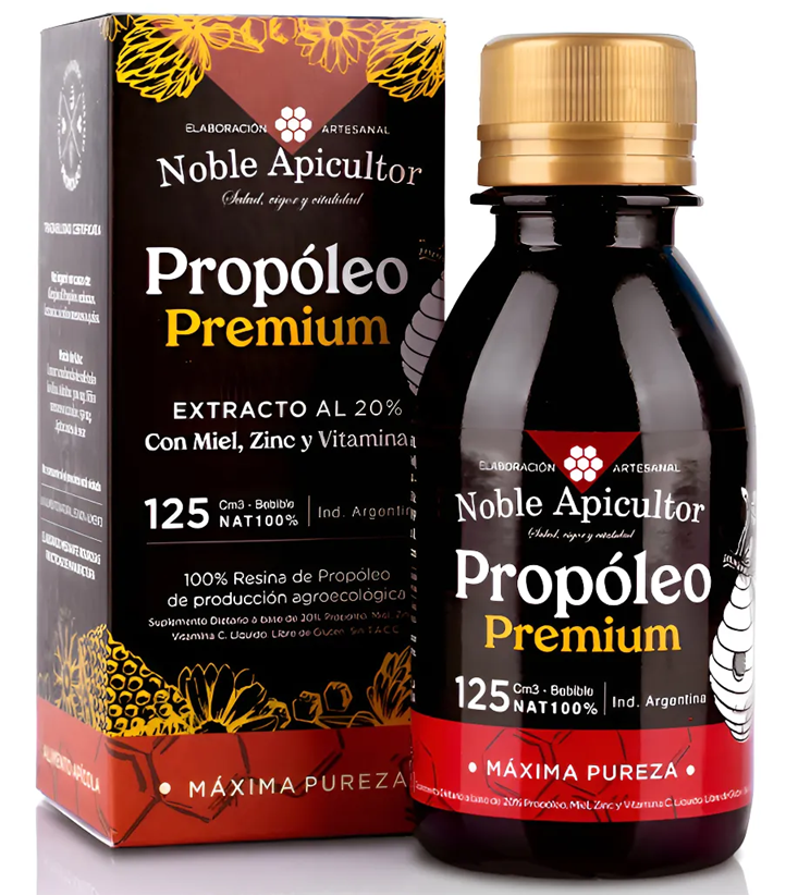 PROPÓLEO PREMIUM Extracto al 20% con Miel, Zinc y Vitamina C - Noble Apicultor